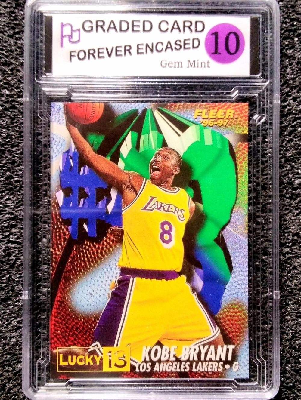 Kobe Bryant Los Angles Lakers Lucky 13 Basketball Rookie Card Graded 10 Gem Mint